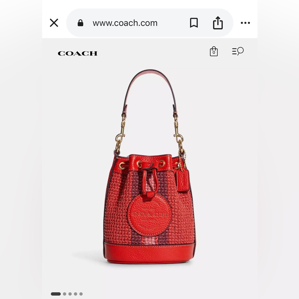 Coach Mini Dempsey Red and Purple Woven Leather Bag